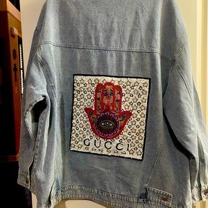 Denim jacket with Gucci Hamsa patch Large